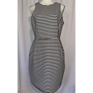 Monteau Dress Size XL Striped Sheath Crew Neck Sleeveless Midi Stretch Slimming